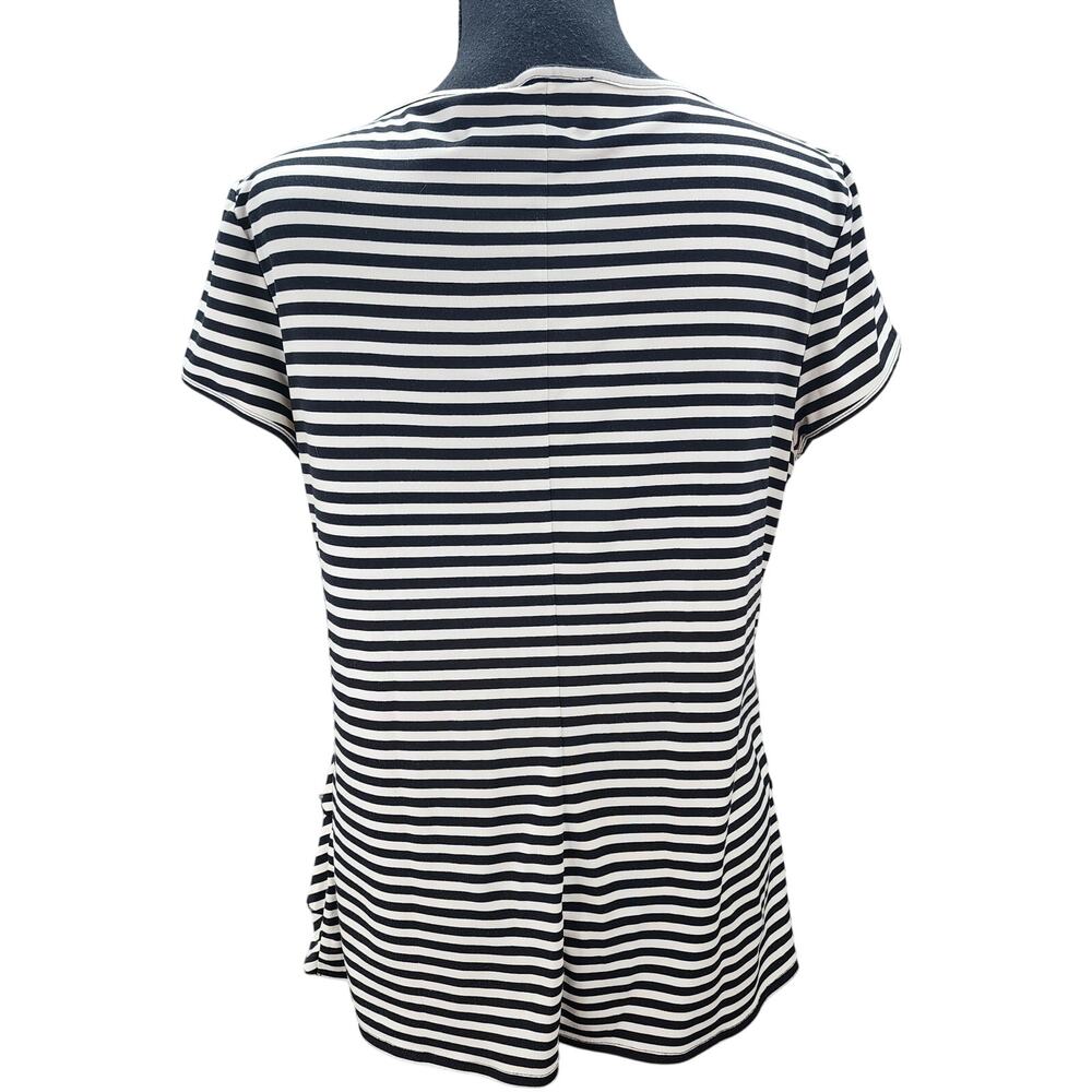 Laundry Shelly Segal Top L 90s Boho Tiered Black White Striped Layering Shirt - Picture 6 of 13